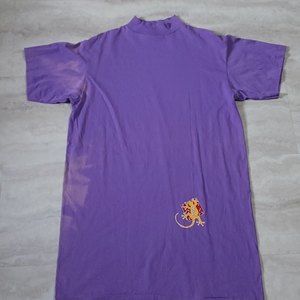 Vintage Lizard Graphic KK10 Purple Turtle Neck Faded T-Shirt One Size Fits All